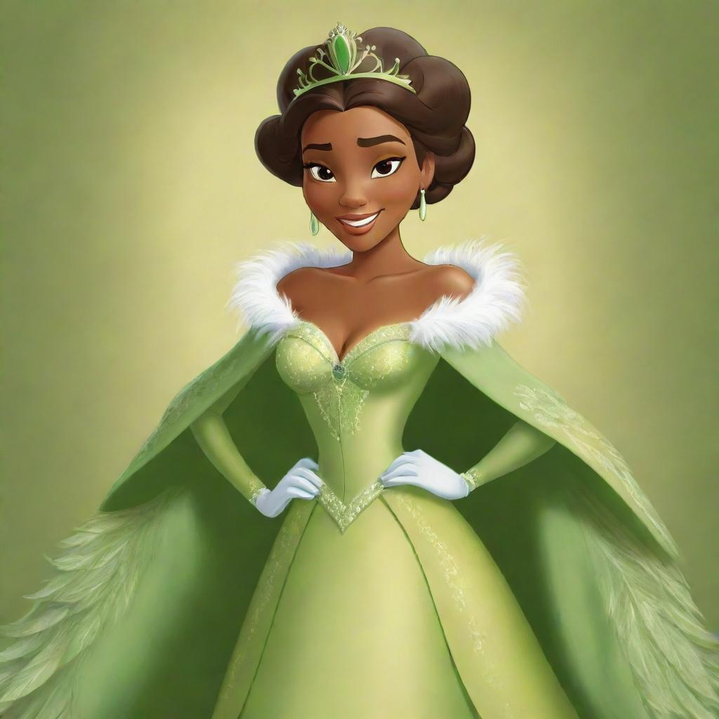 Regal Charm: Princess Tianas Feathered Elegance