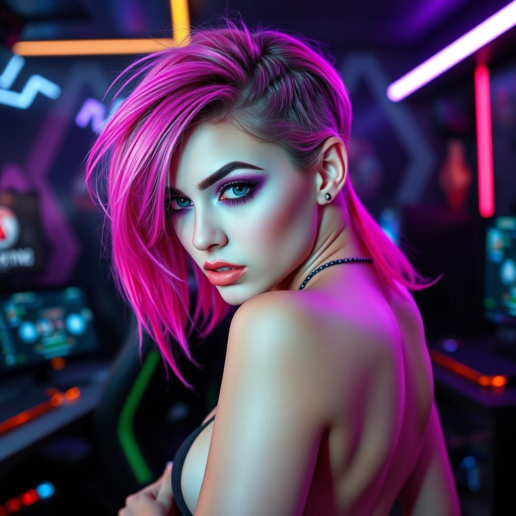 Vibrant Gamer Girl: Playful and Edgy Style
