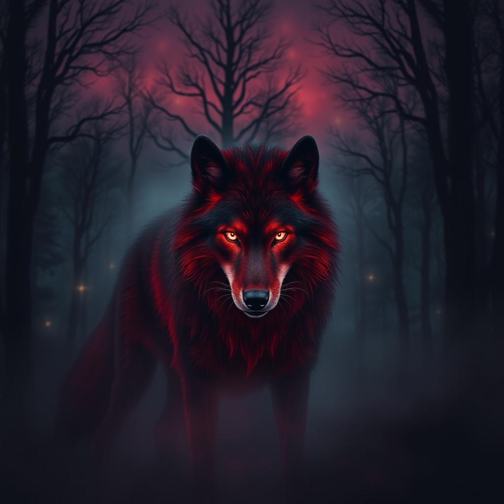 Embrace the Mystique: Red and Black Spirit Wolf