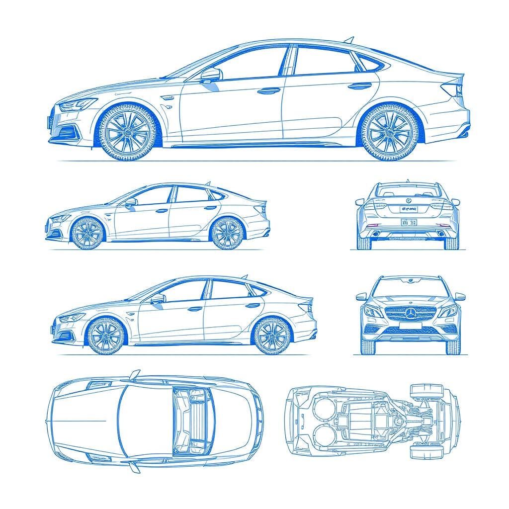 Explore Detailed Car Blueprints: A Complete View