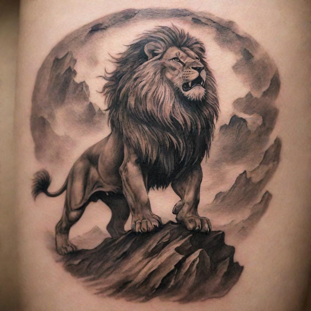 Unconquerable Lion Tattoo: Strength and Resilience