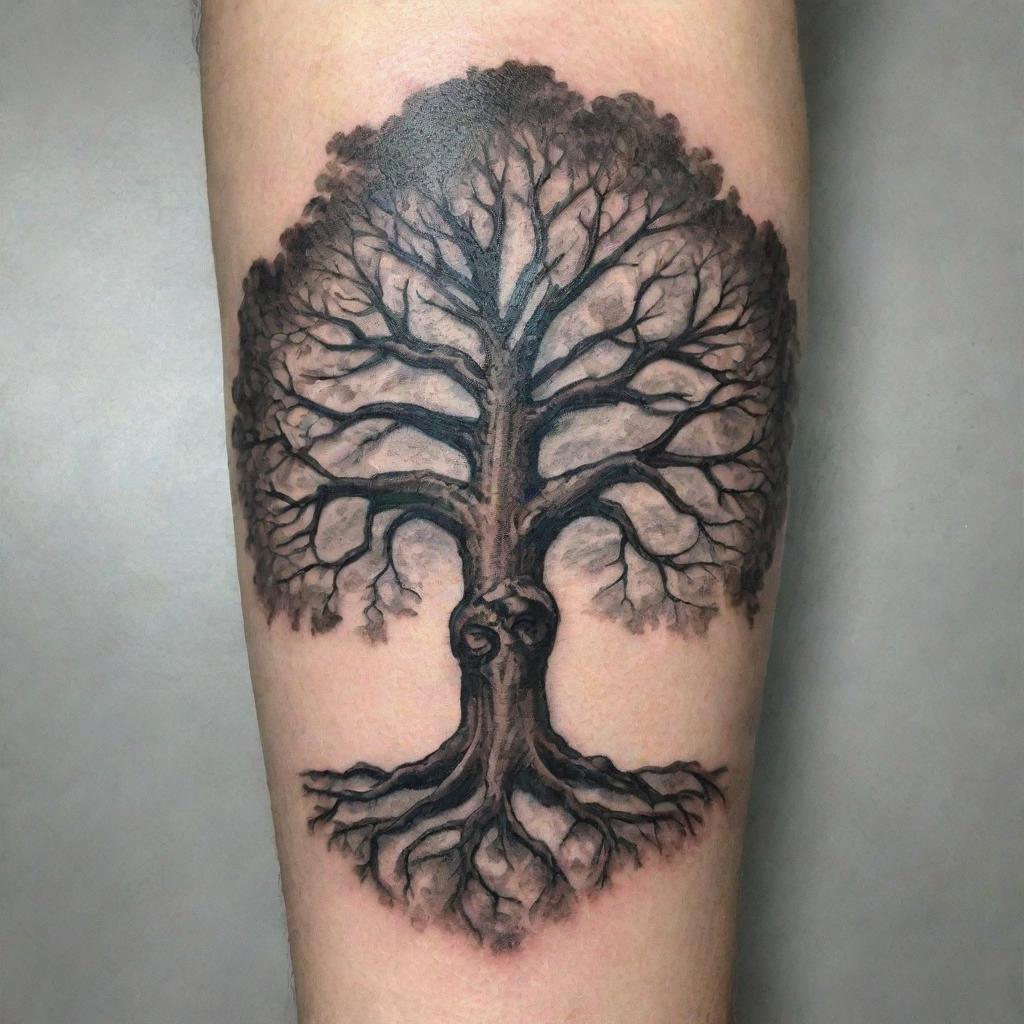 Unyielding Strength: Powerful Oak Tree Tattoo
