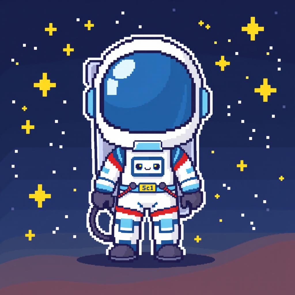 Explore the Cosmos: Pixel Art Astronaut