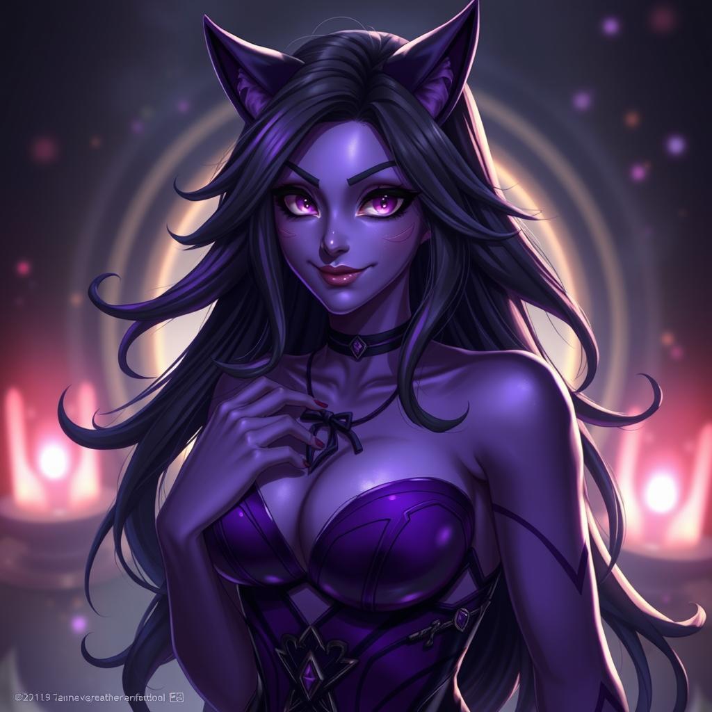 Seductive Evelynn-Inspired Character: A Vision in Purple