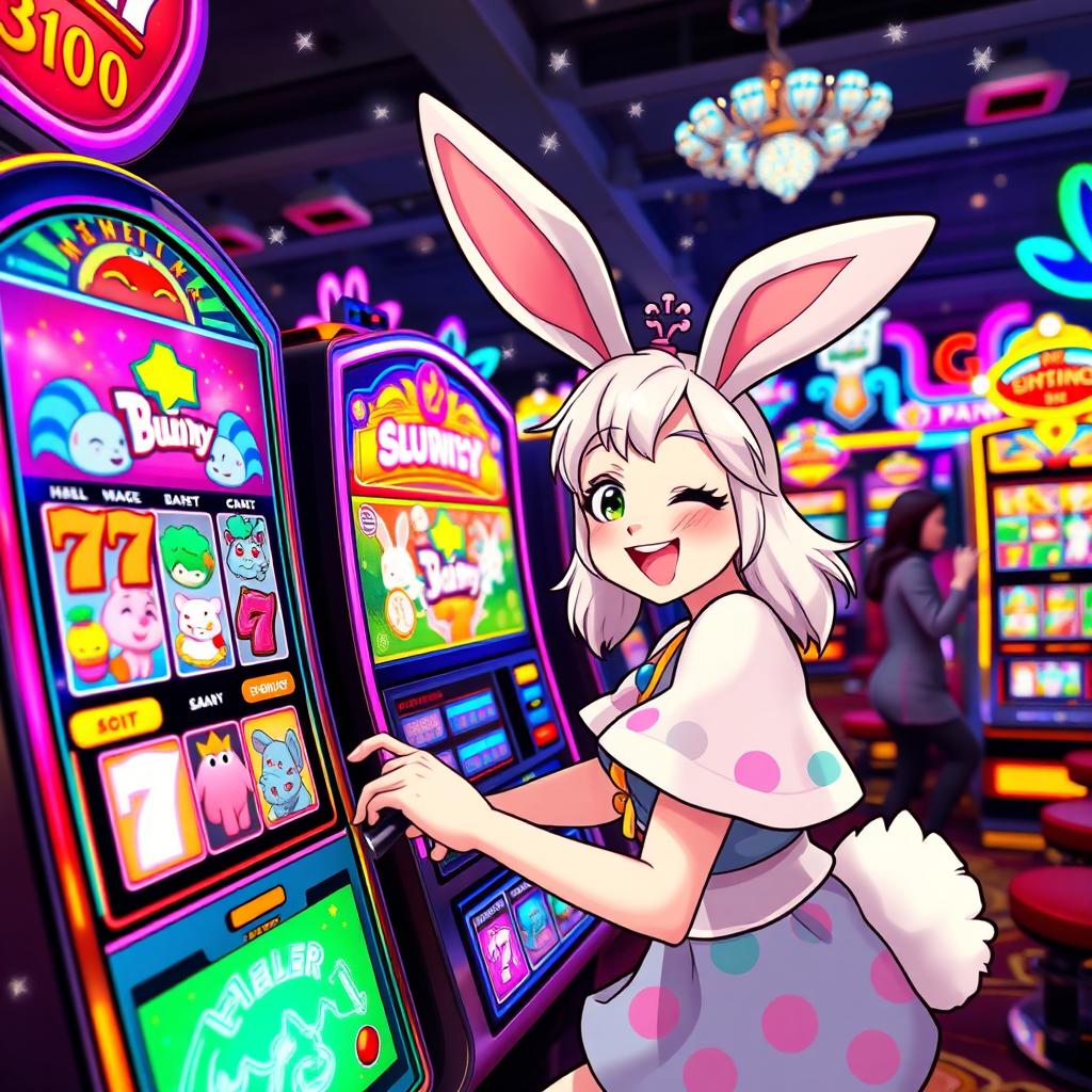 Playful Bunny Girl in a Colorful Casino Adventure