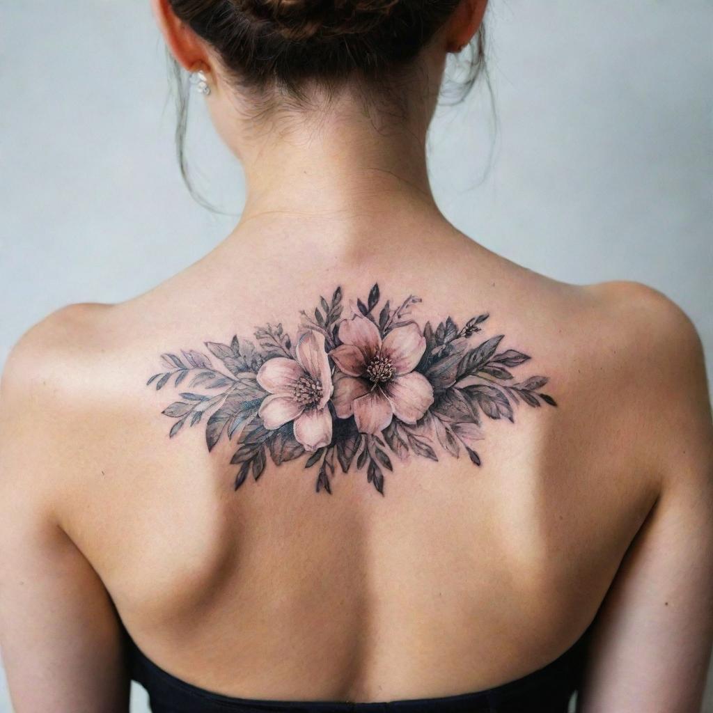 Elegant Floral Back Tattoo Design