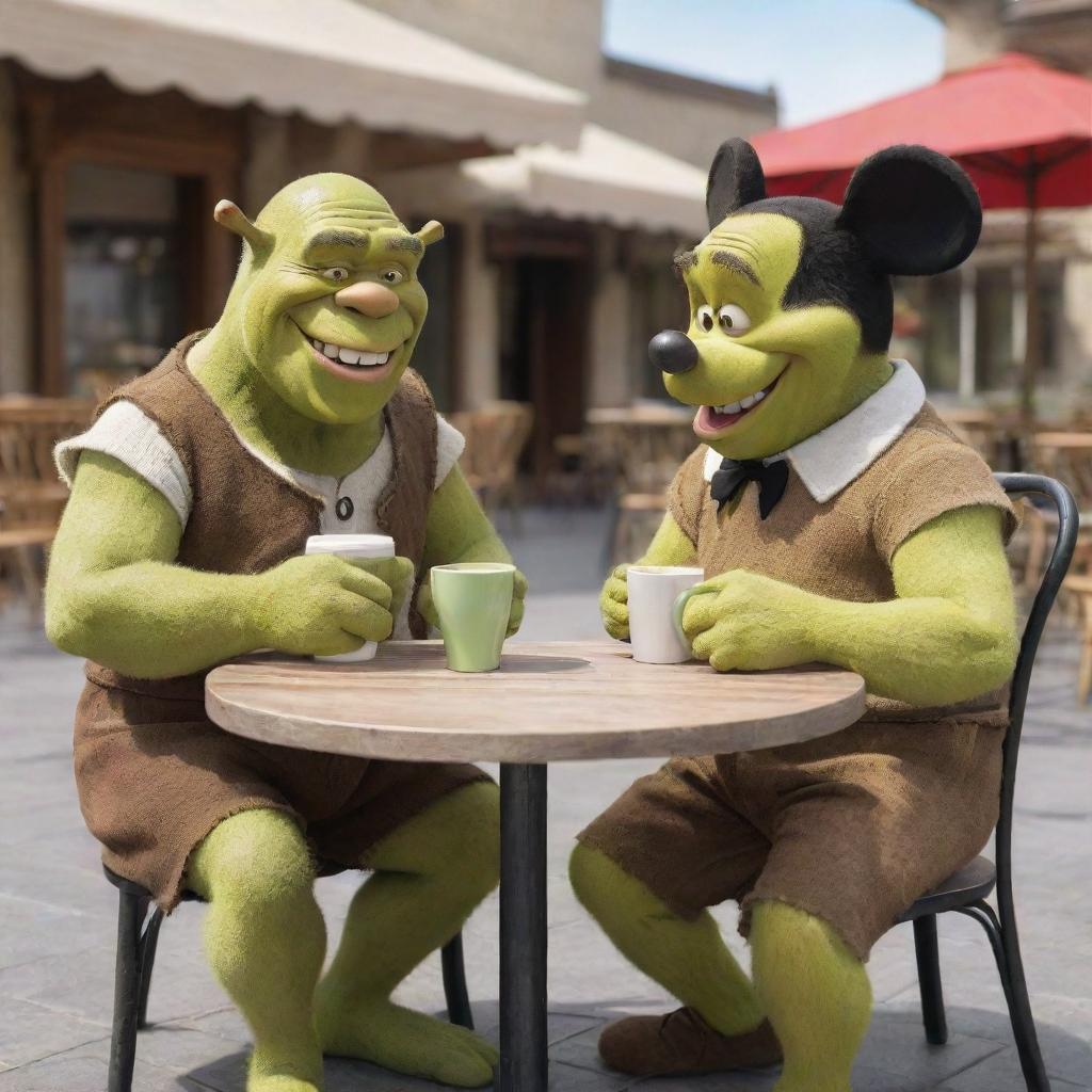 When Worlds Collide: Shrek & Mickeys Coffee Break