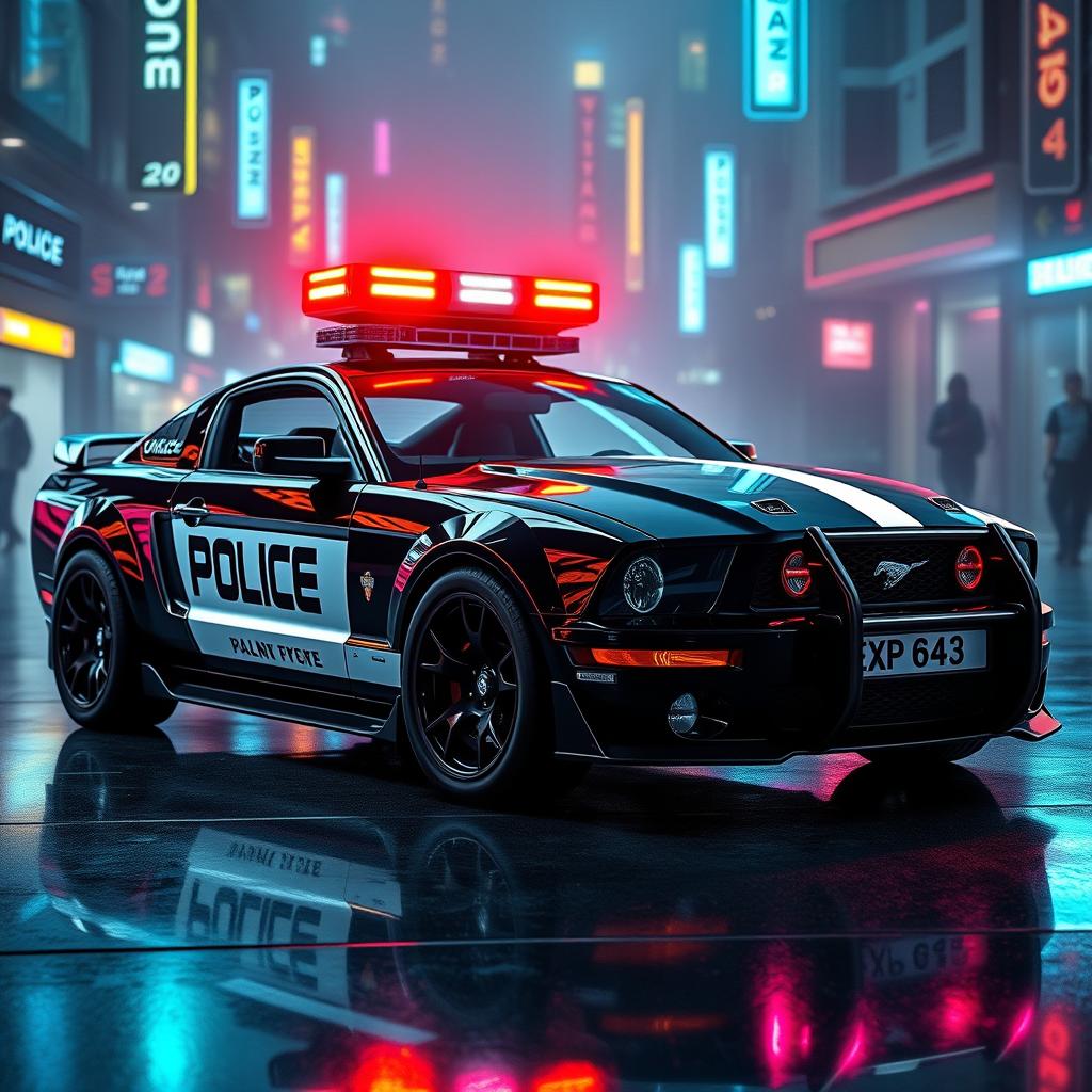 Cyberpunk Police Mustang - A Futuristic Vision