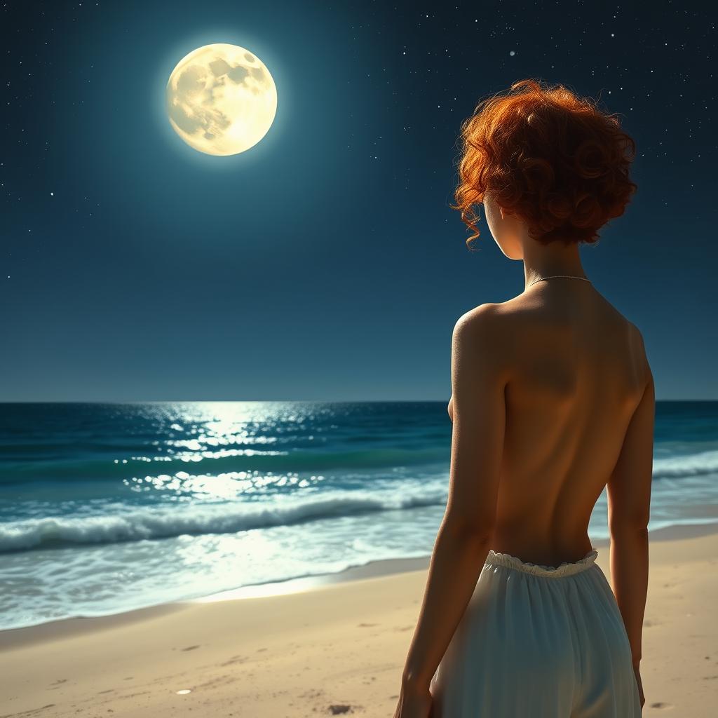 Nighttime Serenity: A Red-Haired Dreamer