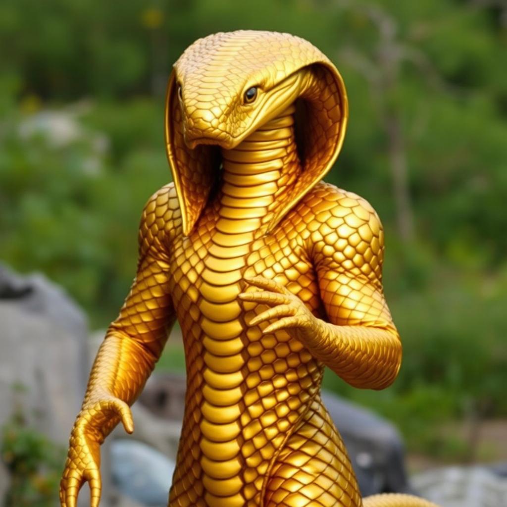 Unleash the Power: Life-sized Golden Cobra Costume