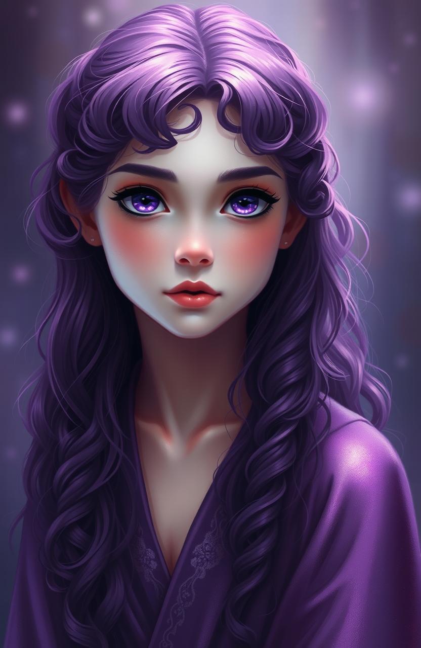 Enchanting Beauty: Curly Dark Purple Hair