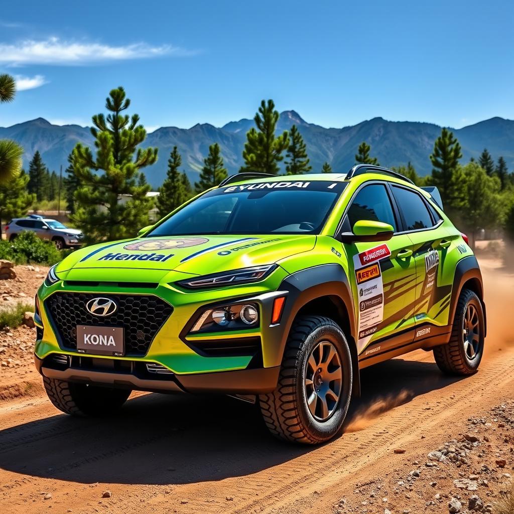 Unleash the Beast: 2020 Lime Green Hyundai Kona Rally Car
