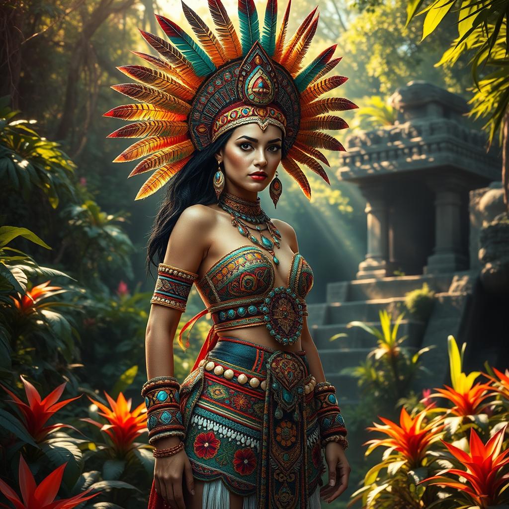 Mahuizoh: Aztec Warrior in Vibrant Attire