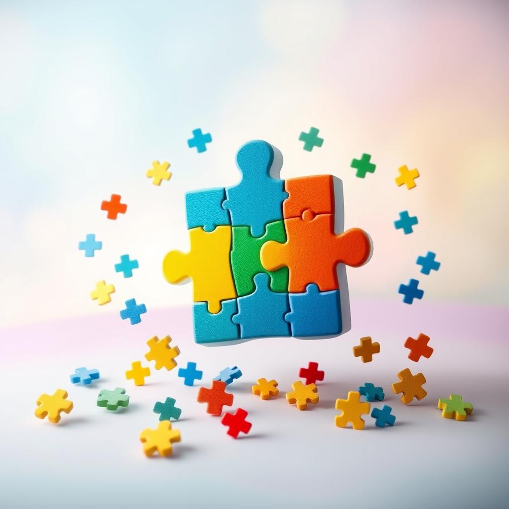 Colorful Autism Puzzle Piece Art