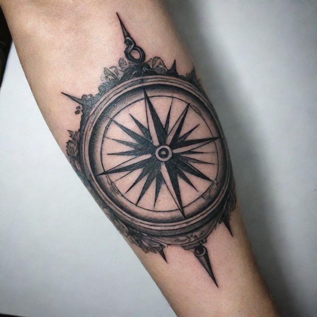 Vintage Compass Design FOREARM TATTOO, Naval Heritage Meets Timeless Elegance