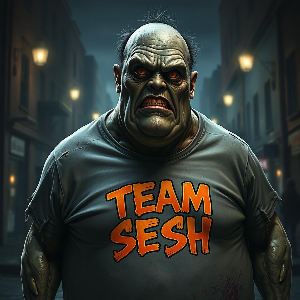 Chilling with the Undead: Fat Zombie in Team Sesh T-Shirt