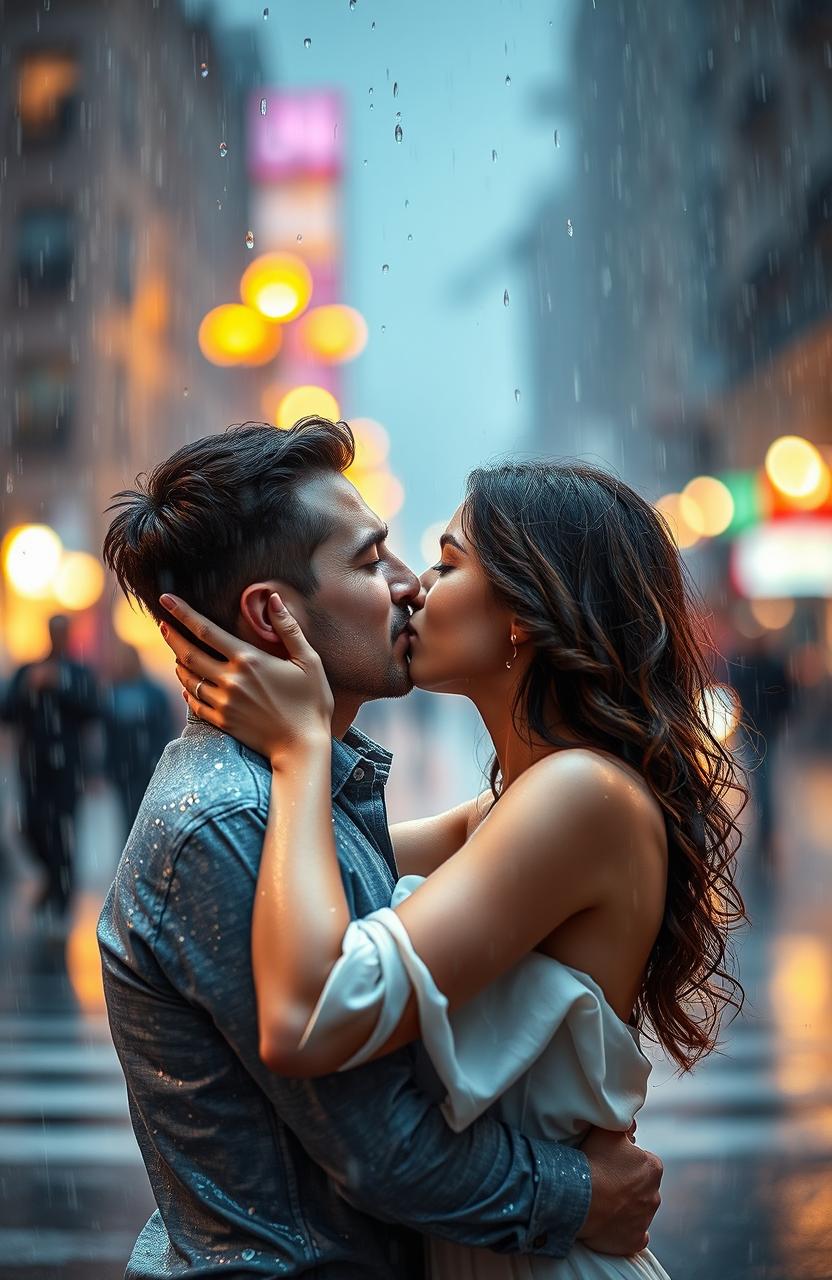 Eternal Love: Passionate Kiss in the Rain