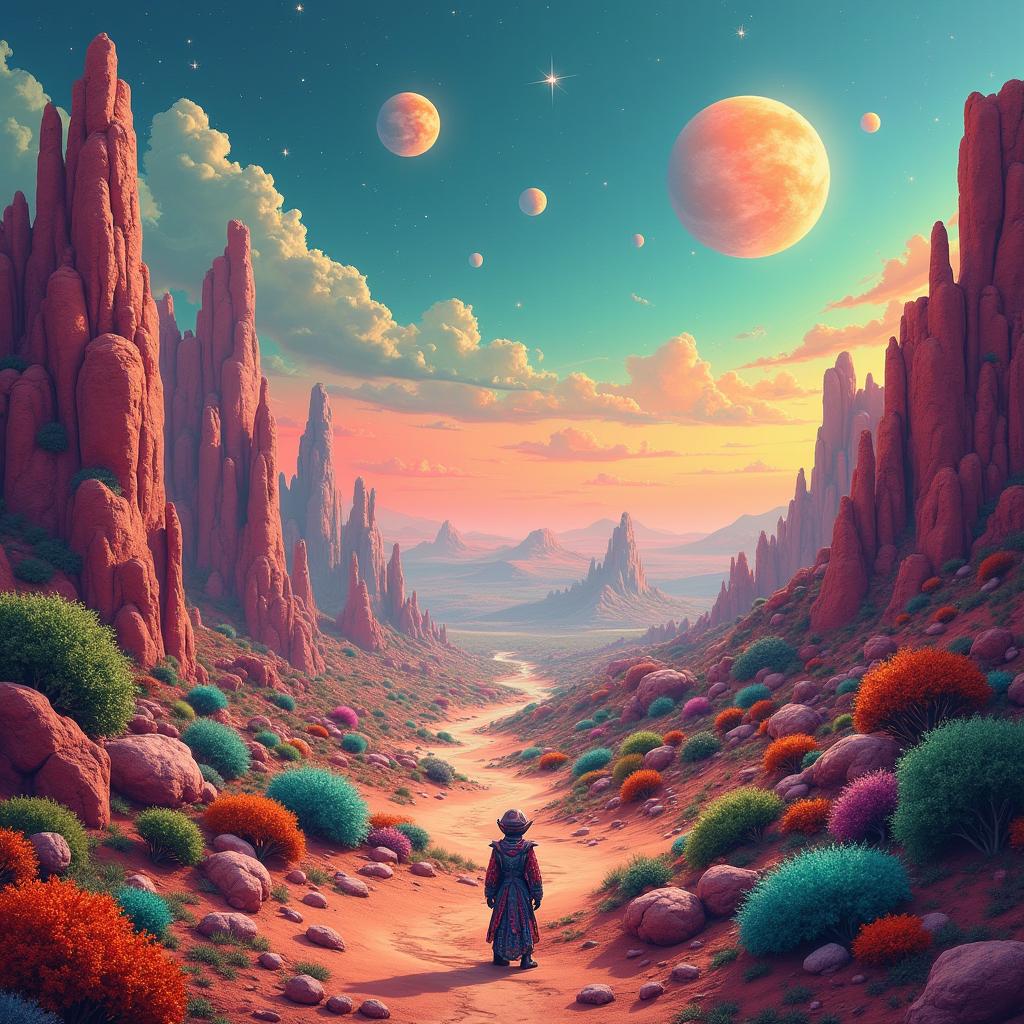 Discover an Alien Planet: Colorful Landscapes & Exotic Flora