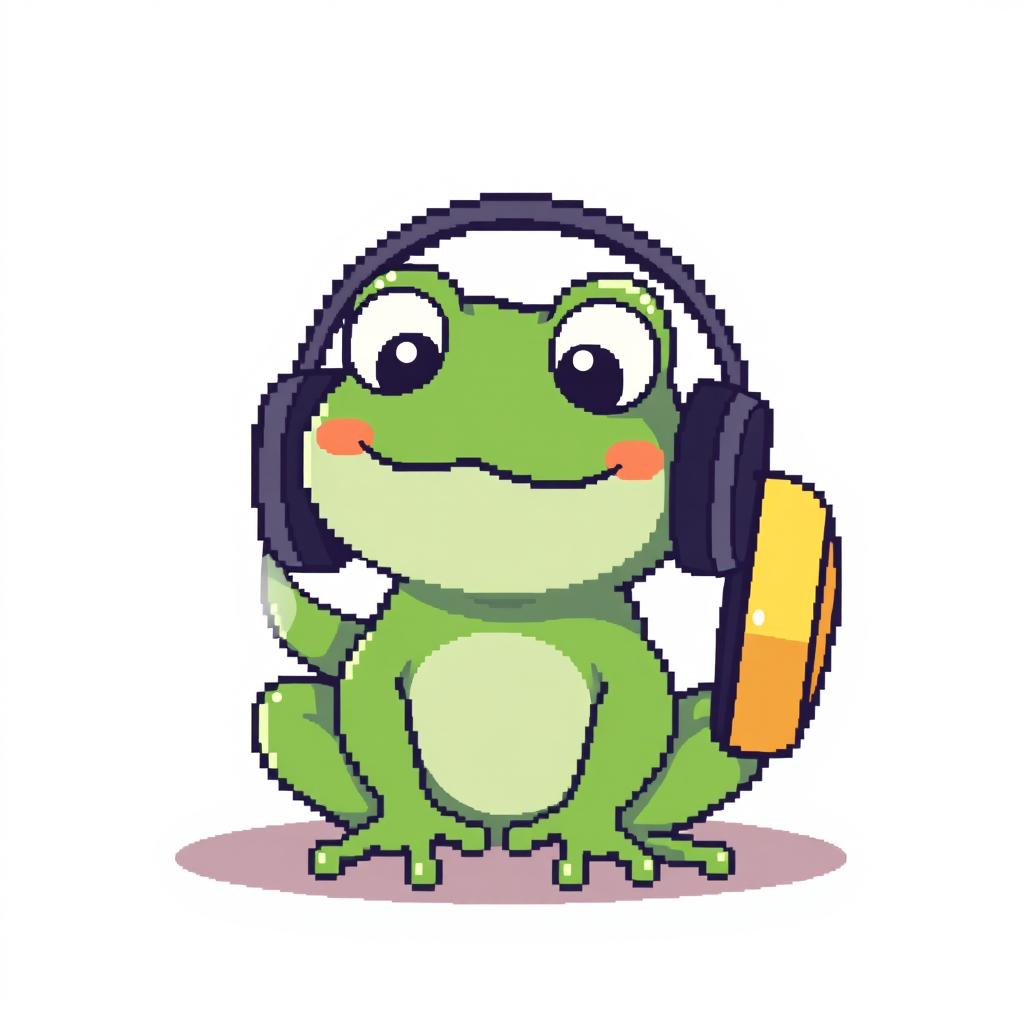 Chill Vibes: Pixel Art Frog in Headphones