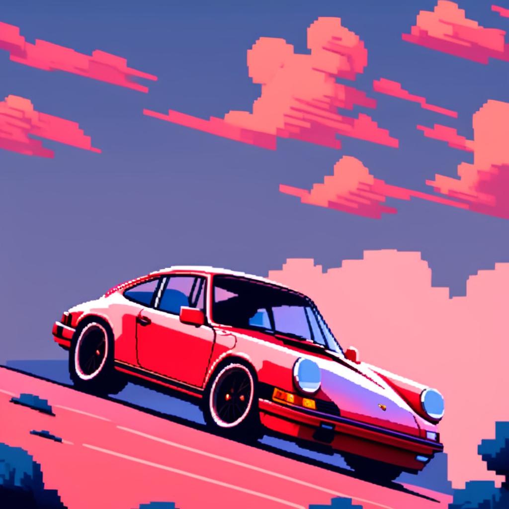Racing Spirit: Vibrant Red Porsche 911 Art