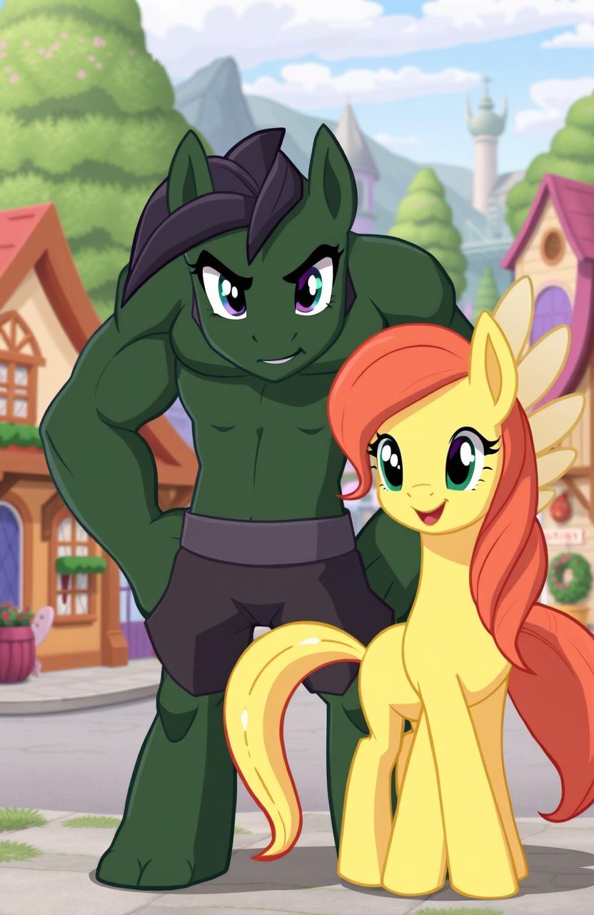 Confident Muscular Green Pony