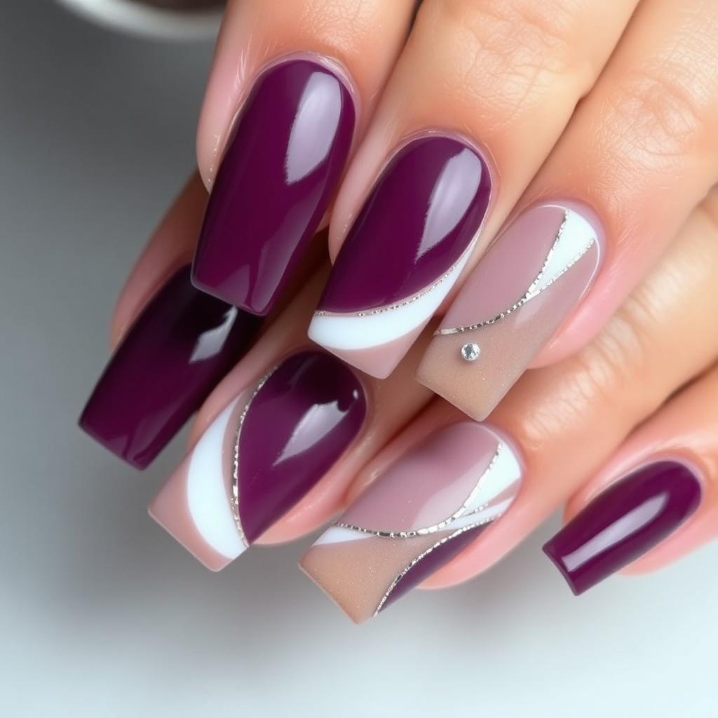 Luxurious Plum Square Nails Design