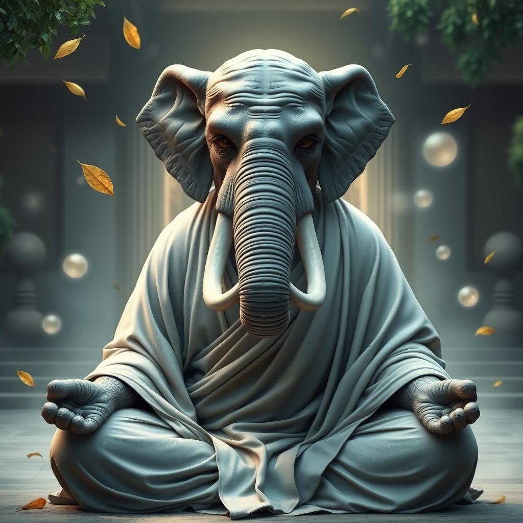 Meditative Loxodon Monk: Strength and Serenity