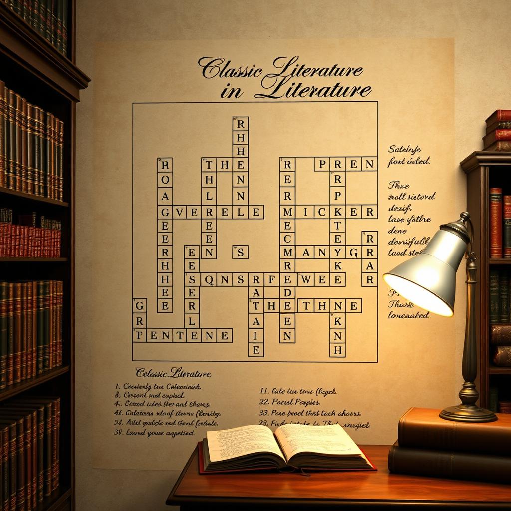 Vintage Crossword Puzzle Inspired by Classic Literature