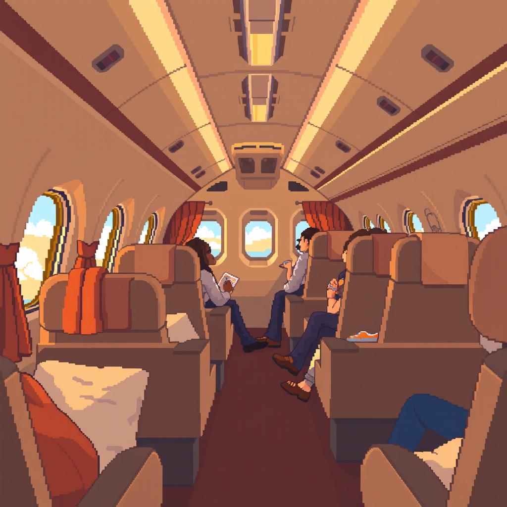 Cozy Airplane Cabin in Pixel Art