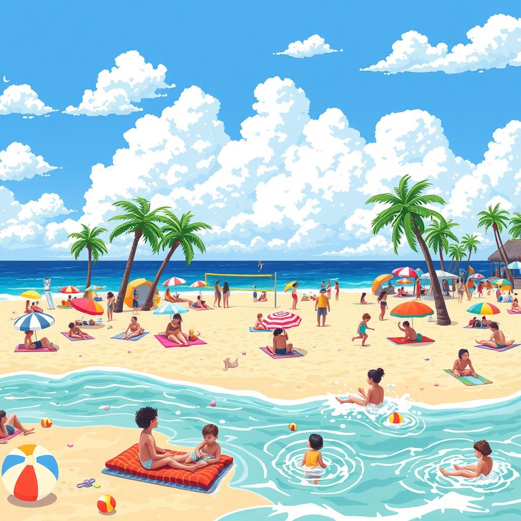 Vibrant Pixel Art Beach Scene