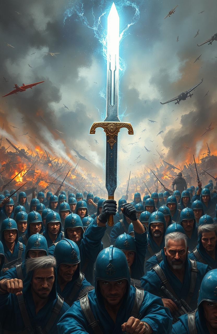 Epic Vision: Magic Sword Above Brave Soldiers