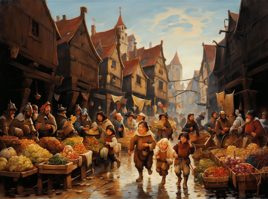Bustling Medieval Marketplace