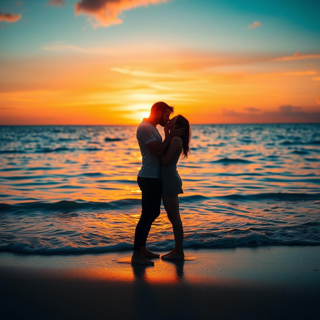 A Moment of Love: Intimate Couples Kiss