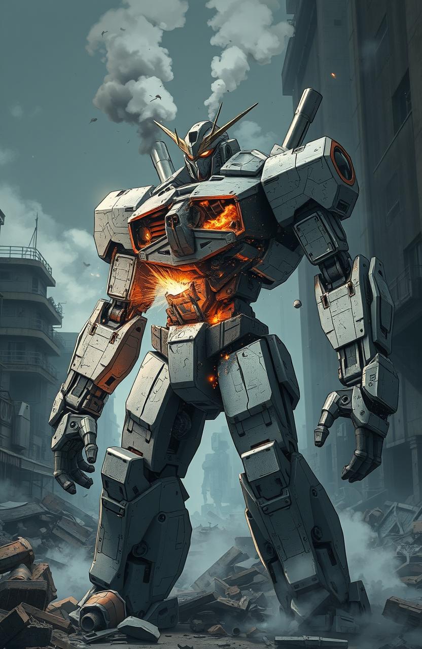 Epic Battle-Scarred Anime Robot