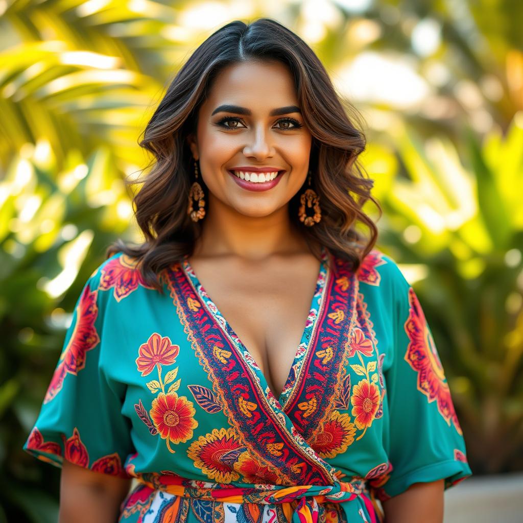 Vibrant Elegance: Curvy Brazilian Woman