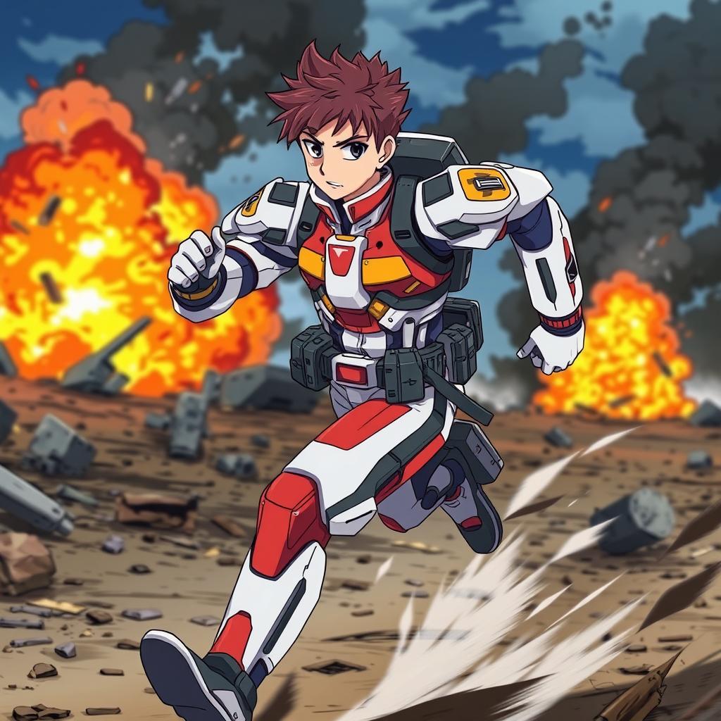 Dynamic Anime Soldier in Futuristic Military Gear