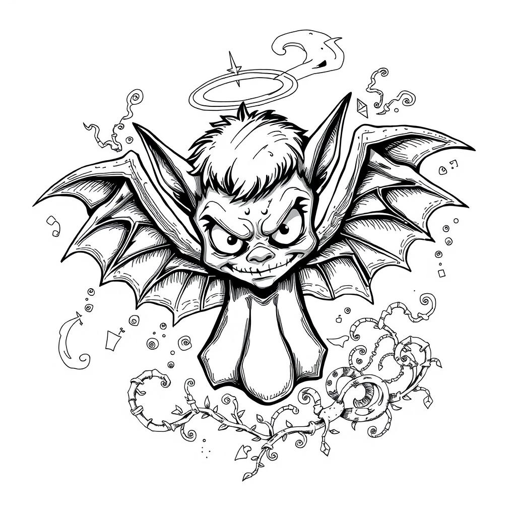 Enchanting yet Eerie: Black & White Angel Doodle