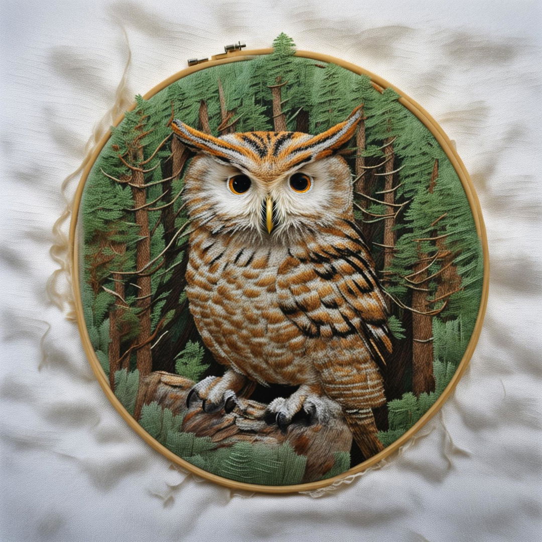 Whispers of the Forest: Owl Embroidery