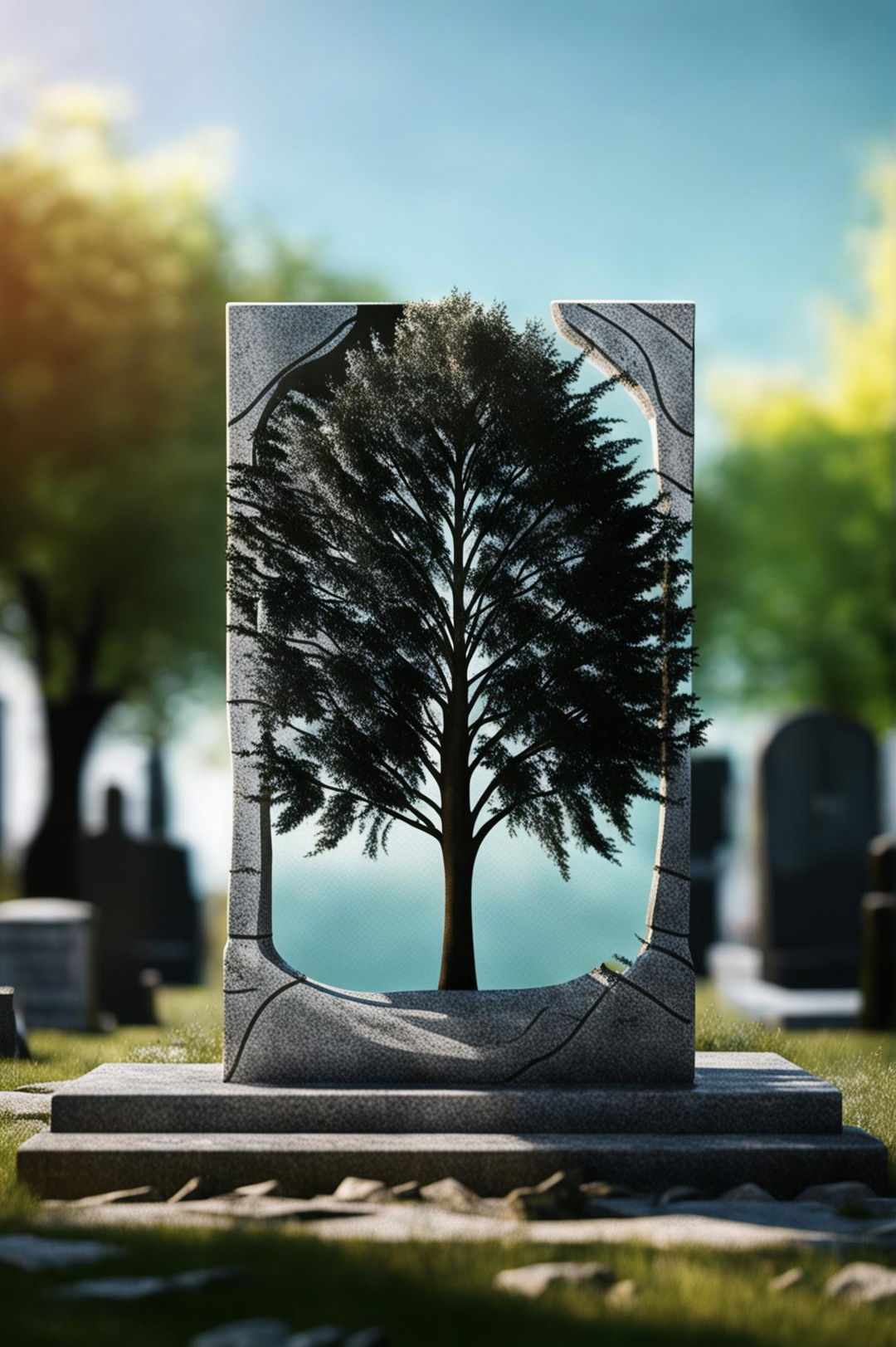 Tree of Memory: A Serene Cemetery Scene