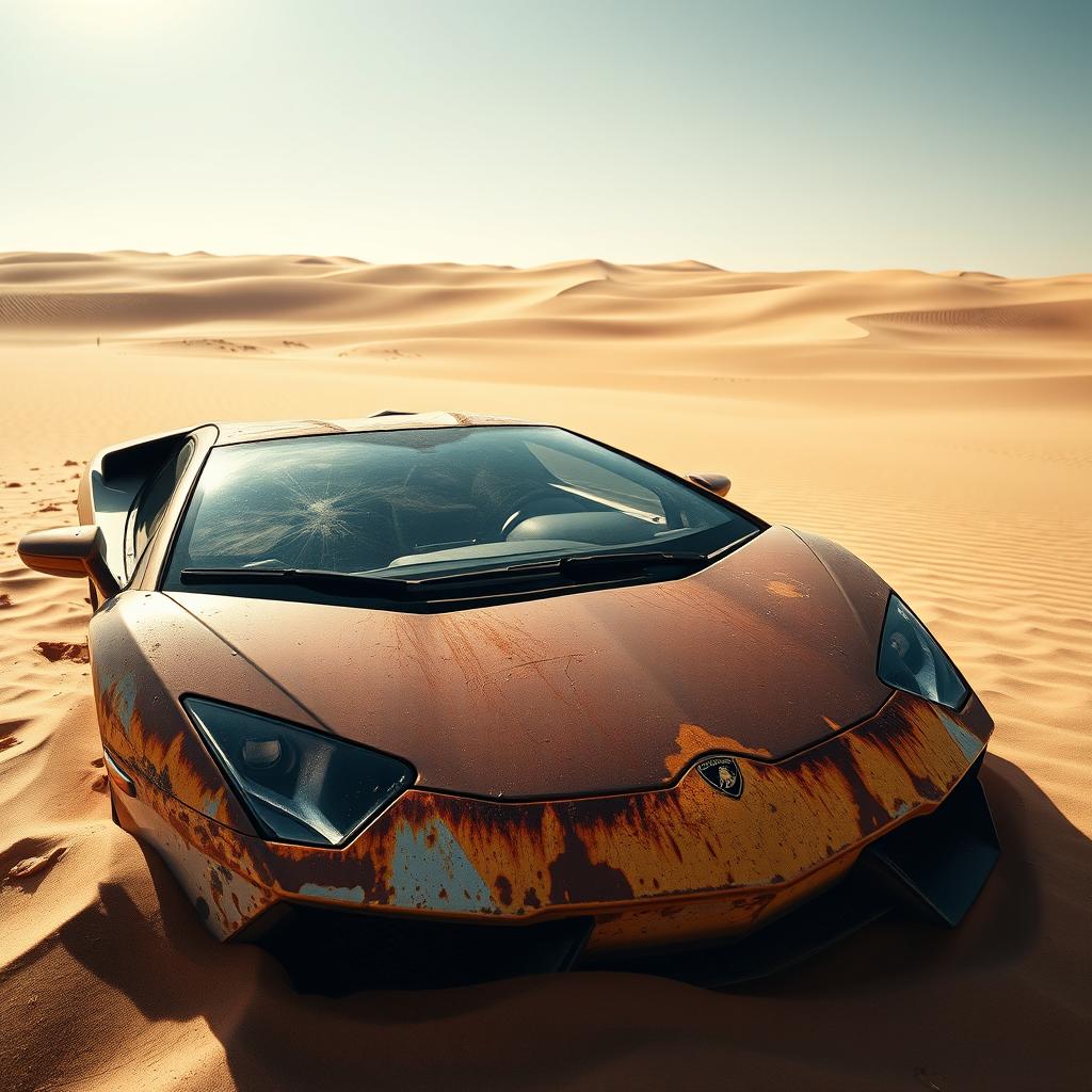 Forgotten Luxury: Abandoned Lamborghini in the Desert