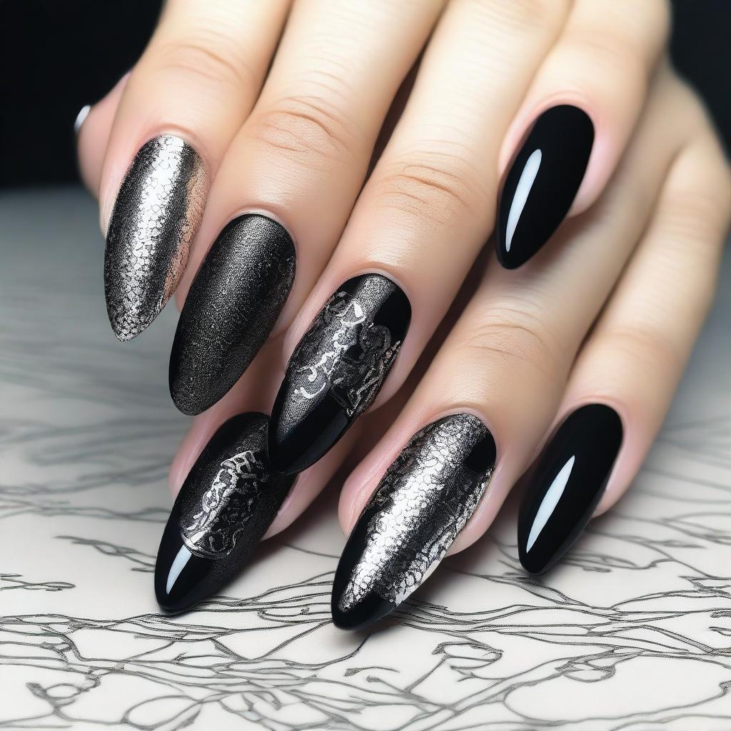 Ethereal Gothic Nails: Shadows and Silver