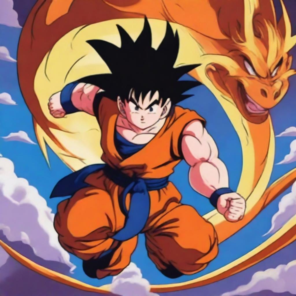 Unleash the Power: Goku Rides the Dragon