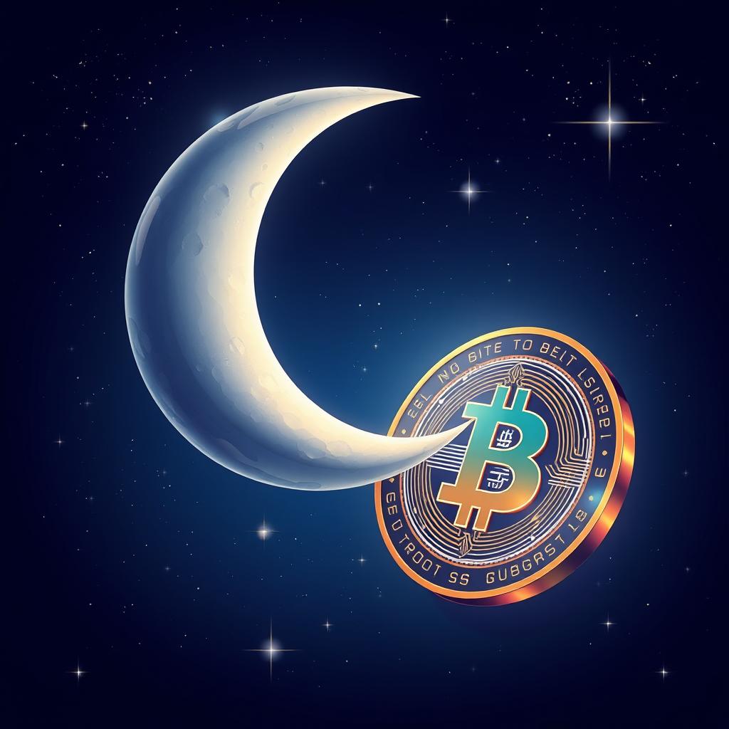 Embrace the Night: Crescent Moon & Crypto Coin