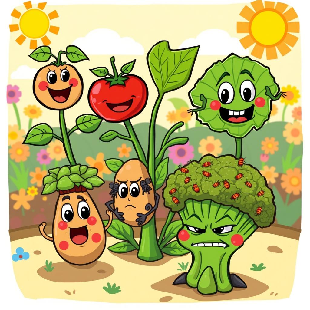 Laugh & Learn: Cartoon Plants with Quirky Diseases