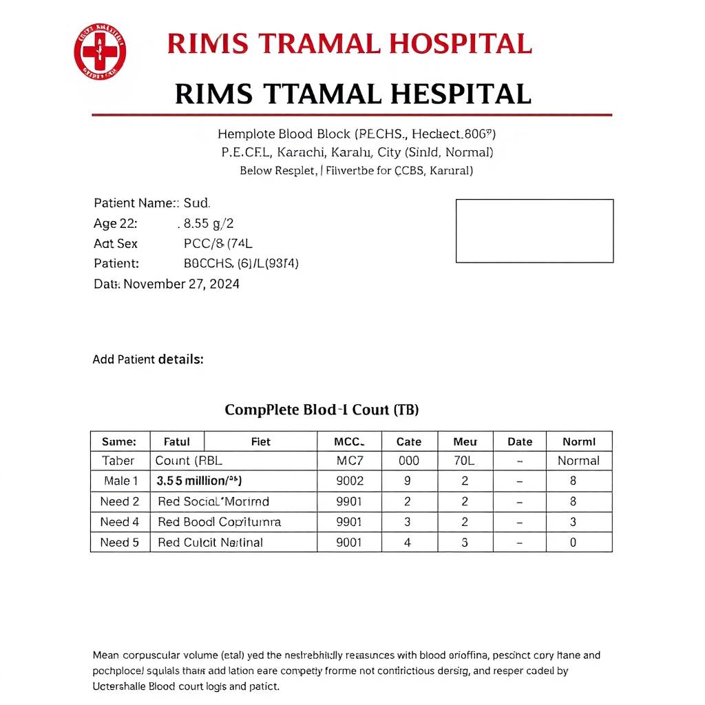 Download a Realistic Medical CBC Report Template