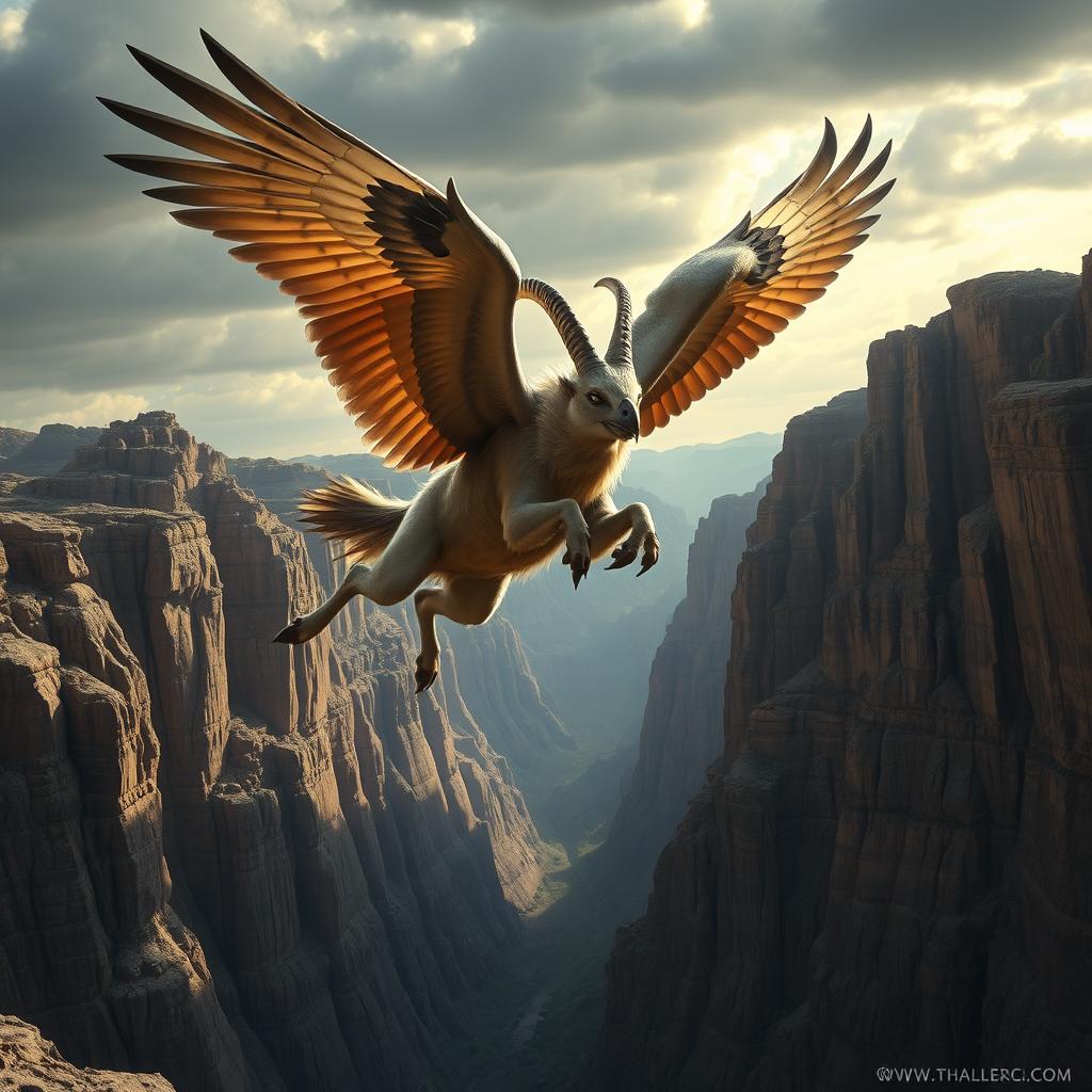 Mythical Goat-Falcon Hybrid in Action