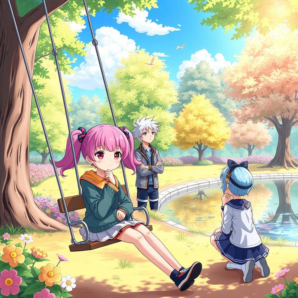 Whimsical Anime Characters Lost in Thought