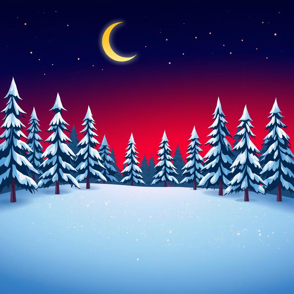 Magical Snowy Forest at Night