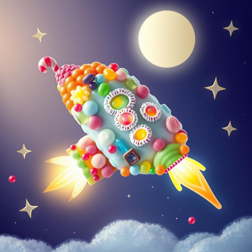 Whimsical Candy Spaceship Adventure