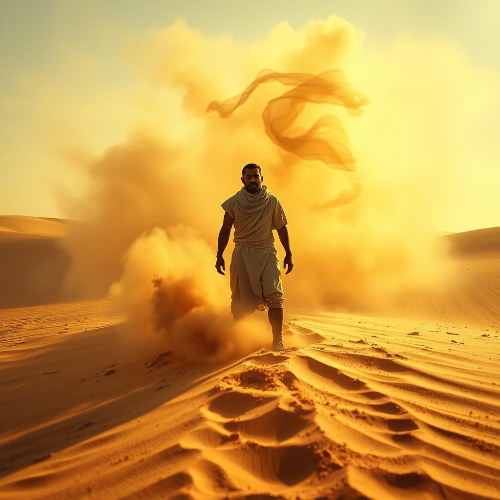 Stand Strong: A Resilient Figure Against Desert Winds